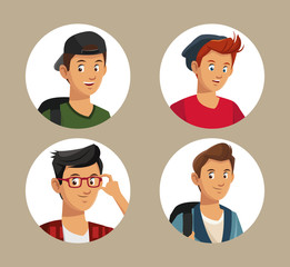 collection teens boy students style vector illustration eps 10