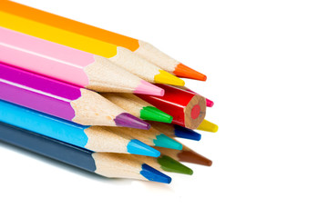 Group of colorful pencils. One back side