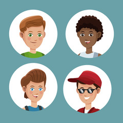 set portrait boys tourist vector illustration eps 10