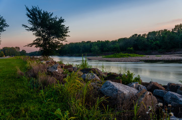 Fototapeta premium Beautiful sunset on a river