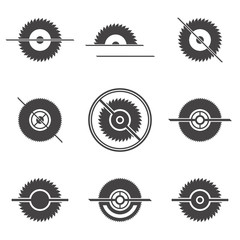 Set of abstract sawmill logo. Woodworking icon.