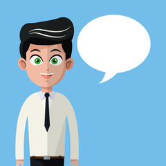 cartoon man necktie business with bubble speech vector illustration eps 10
