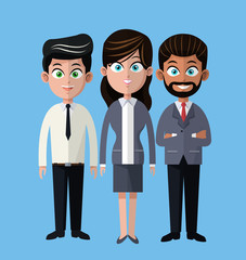 cartoon woman and men business company team vector illustration eps 10
