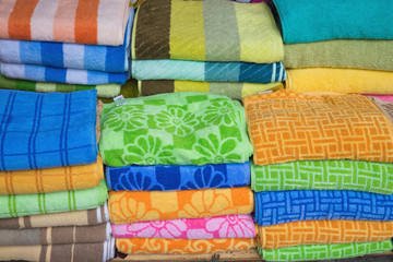 Pile of folded colorful clothes