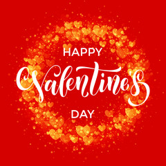 Happy Valentine day golden hearts greeting card