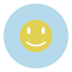 Smiley icon - Flat design, glyph style icon - Blue circle yellow smiley
