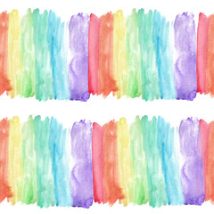 Watercolor seamless pattern background illustration in rainbow colors.