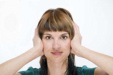 Fototapeta premium closed ears of woman