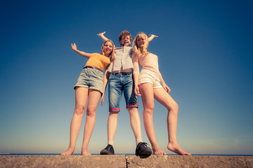 Group of friends having fun outdoors