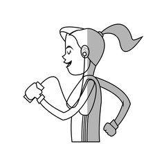 woman cartoon listening music over white background. vector illustration