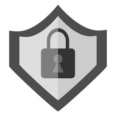 Shield icon with lock in flat disign