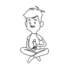 Fototapeta na wymiar boy cartoon playing videogames over white background. vector illustration
