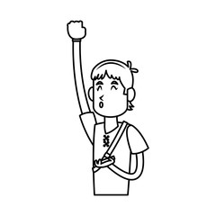 man cartoon using a smartphone over white background. vector illustration