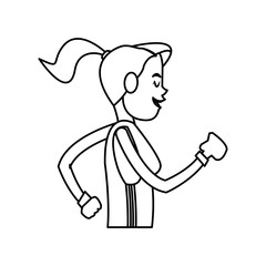 woman cartoon listening music over white background. vector illustration