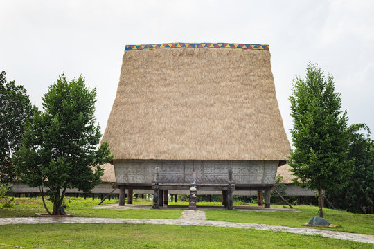 Typical House Of J'rai People In Central High Land Of Vietnam ( Rong House In Vietnamese)