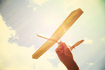 Toy airplane in the sky