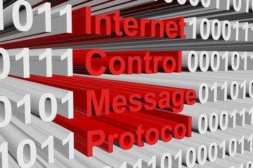 Internet Control Message Protocol in the form of binary code, 3D illustration