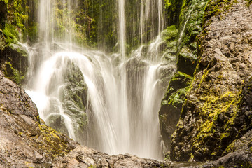 beautiful water fall in forest, new zealand, waipu, piroa falls