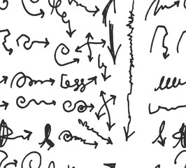 hand-drawn doodle seamless pattern with arrows