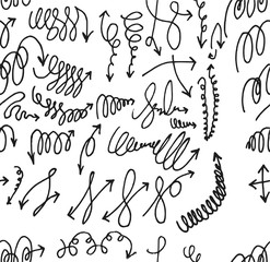 hand-drawn doodle seamless pattern with arrows
