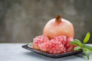 pomegranates with leaves
