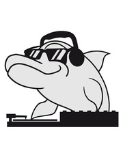 Sneakers, dj, party, music, mixing, disk, headphones, glasses, celebrate, cool, water, dolphin, swim, cute, cute © Style-o-Mat-Design