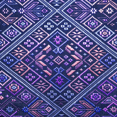 old colorful thai handcraft peruvian style rug surface old vintage torn conservation Made from natural materials Chemical free close up.