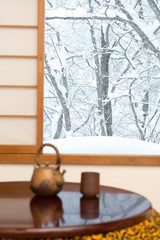 和室からの雪景色