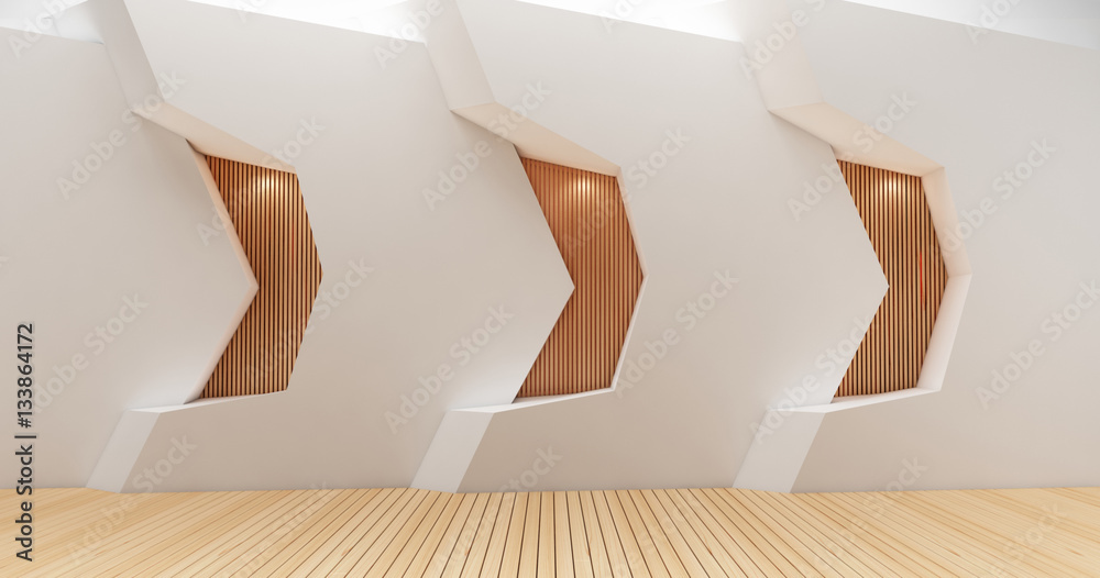 Wall mural 3D rendering image for minimalist and modern wooden wall decoration14