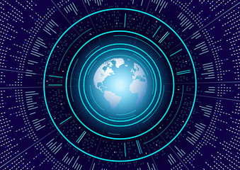 abstract circles background with world