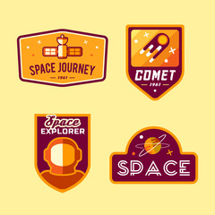 Vintage space and astronaut badges or labels set.