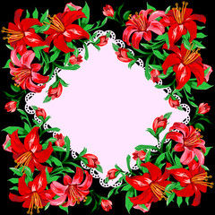 card with bouquet red lily 3