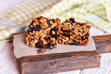 Homemade Granola Bars, close up