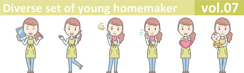Diverse set of young homemaker, EPS10 vector format vol.07