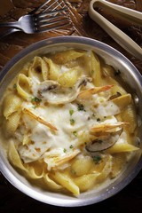 shrimp cream pasta on dish