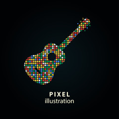 Obraz na płótnie Canvas Guitar - pixel illustration.