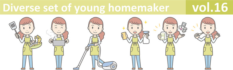 Diverse set of young homemaker, EPS10 vector format vol.16