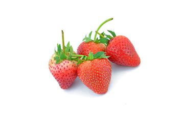 Collection of strawberry fruits of different shaped.