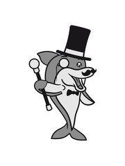 Sir gentleman mustache mustache suit little dolphin cute funny comic cartoon grin smile