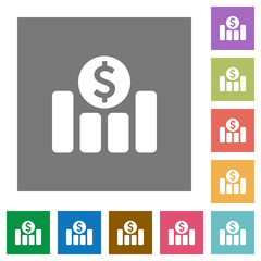 Dollar financial graph square flat icons
