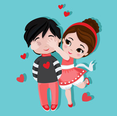 Valentine's Day. Boy and girl. Love cards. Vector illustration