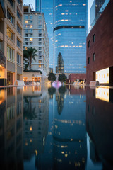 Los Angeles Office building	 reflection on water at dawn