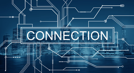 Connection Network Online Social Media Circuit Board Concept
