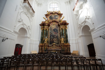 Fototapeta na wymiar Interior of Collegiate or University Church in Salzburg, Austria