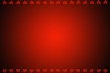Valentines day card, red heart shape line on the top and the lower of the red card