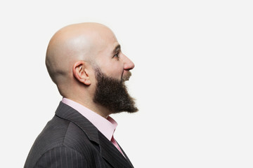 Young bald man with a beard