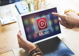 Music Player Button Application Icon Graphic Concept