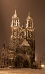 Fototapeta na wymiar Meißner Dom bei Nacht im Winter