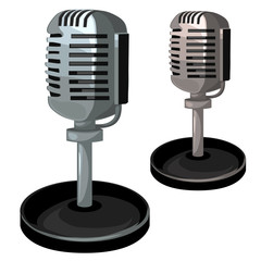 Professional metal microphone on stand. Vector