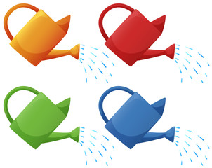 Watering cans in four colors © brgfx